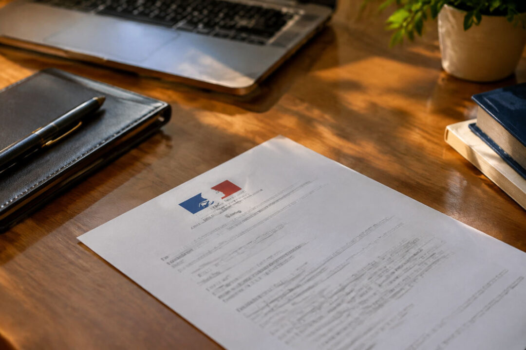Extrait de casier judiciaire bulletin n°3 posé sur un bureau à côté d'un stylo
